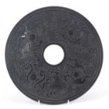 Chinese stone bi disc, 29.5cm in diameter