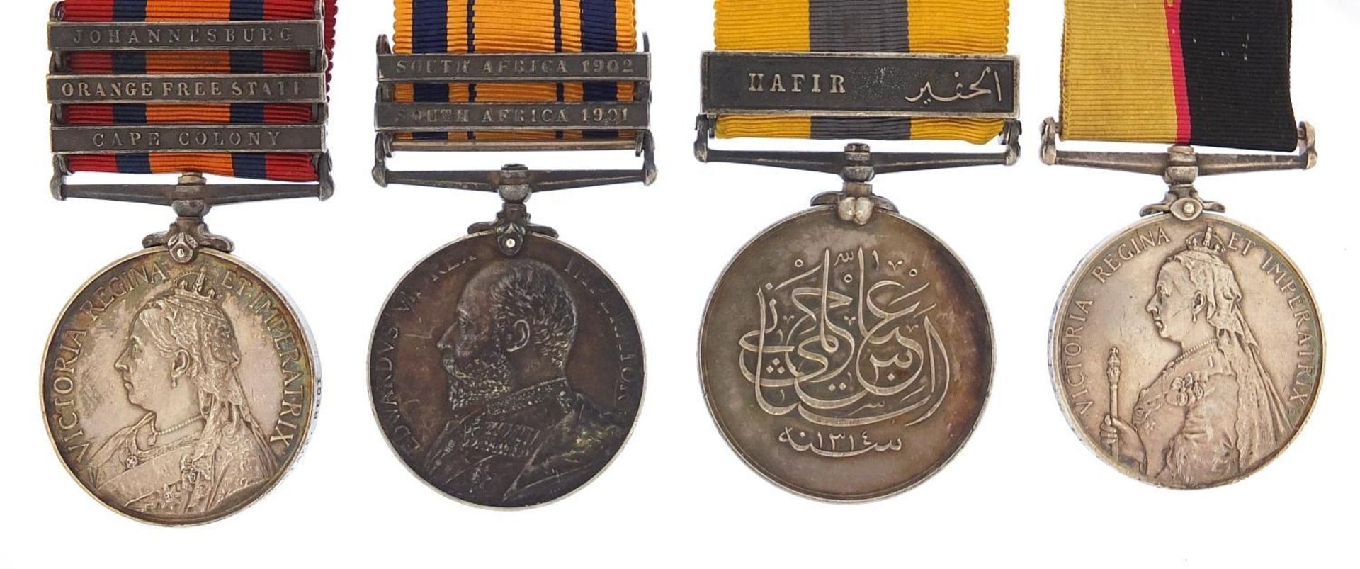 Victorian British military war medal group relating to Private H Bradbury of the North Staffordshire
