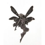 Art Nouveau style silver fairy brooch, 5.5cm high, 6.5g