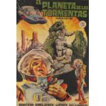 Vintage Spanish Planeta de las Tormentas film poster, framed, 98.5cm x 69cm excluding the frame