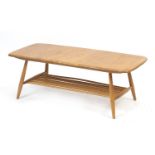 Ercol light elm Windsor coffee table, 37cm H x 104.5cm W x 46cm D