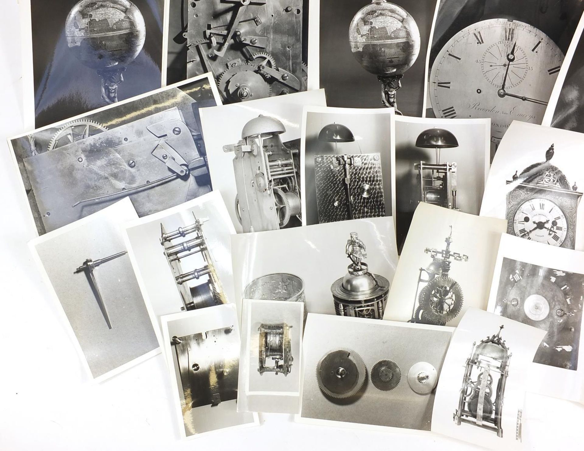 Collection of black and white photographs relating to clocks, some with copyright British Museum - Image 4 of 5