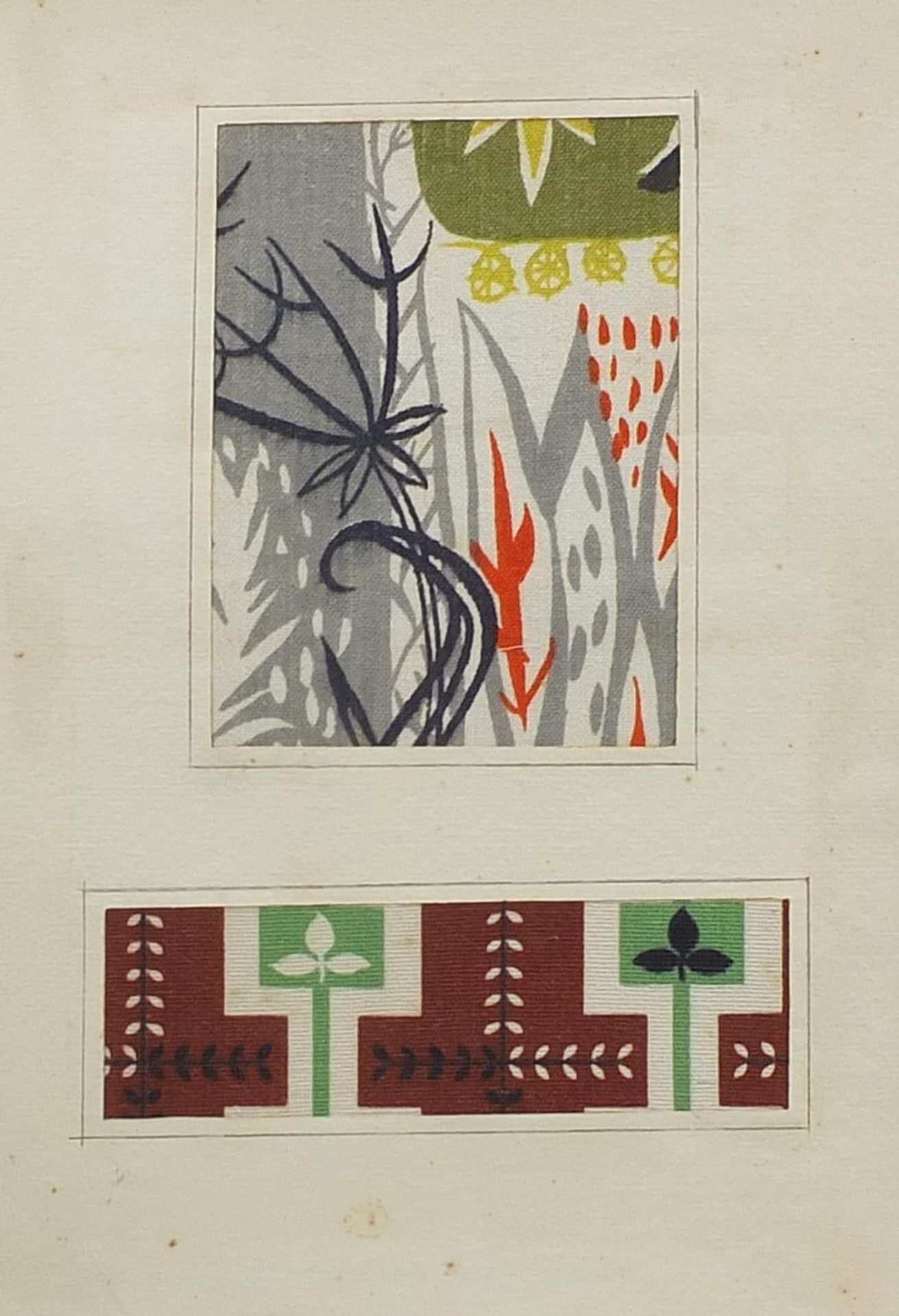 Two 1950's art folios including printed textile designs and drawings, the largest album 35.5cm x - Image 4 of 5