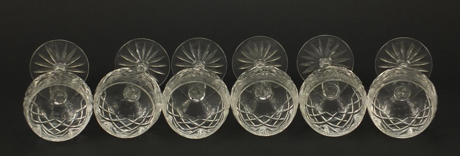 Set of six cut glass wine goblets, each 18.5cm high - Image 5 of 6