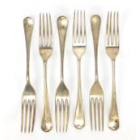 Roberts & Belk Ltd, set of six George VI silver table forks, Sheffield 1946, 19.5cm in length, 367.