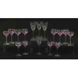Two sets of six Caithness wine goblets and four others, the largest each 18cm high