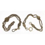 Two Victorian silver watch chains, 18cm in length, 23.6g