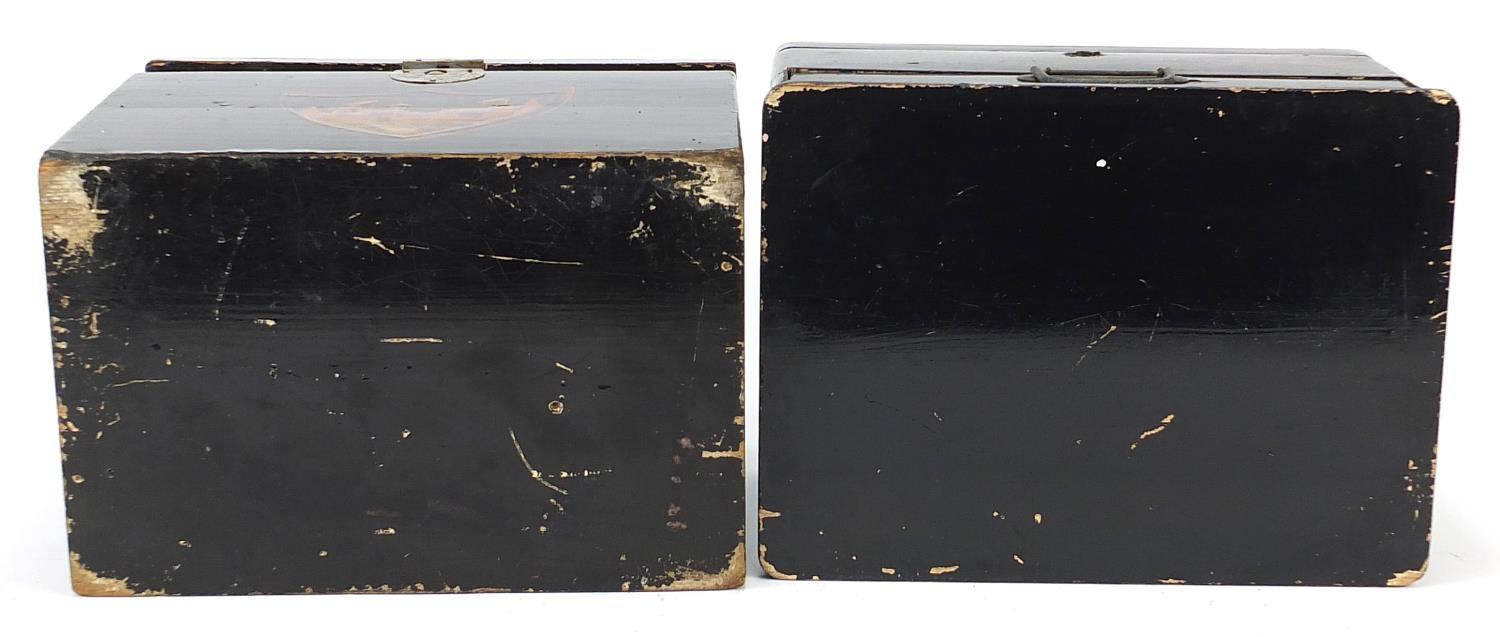 Two Japanese lacquered boxes including one with abalone inlay, the largest 24.5cm wide - Image 8 of 8