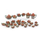 Collection of John Maddock & Sons Cottage Ware tea sets, the largest 17.5cm high