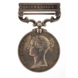 Victorian British military India General Service medal with Burma 1885-7 bar awarded to 605PTE.P.