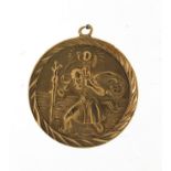 9ct gold St Christopher pendant, 18mm in diameter, 1.7g