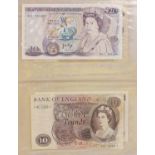 Collection of Bank of England and Scottish banknotes arranged in an album, various Chief Cashiers,