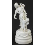Meissen, large 19th century German Blanc de Chine porcelain figure group of a female and Putti,
