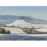 Andrew Dandridge - Over the winter fields to Firle Beacon, watercolour, mounted, framed and