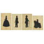 Royal Naval Captain Underwood black framed silhouette of him and his wife, in earlier and latter