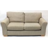 Contemporary beige upholstered two seater settee, retailed by Next, 180cm wide