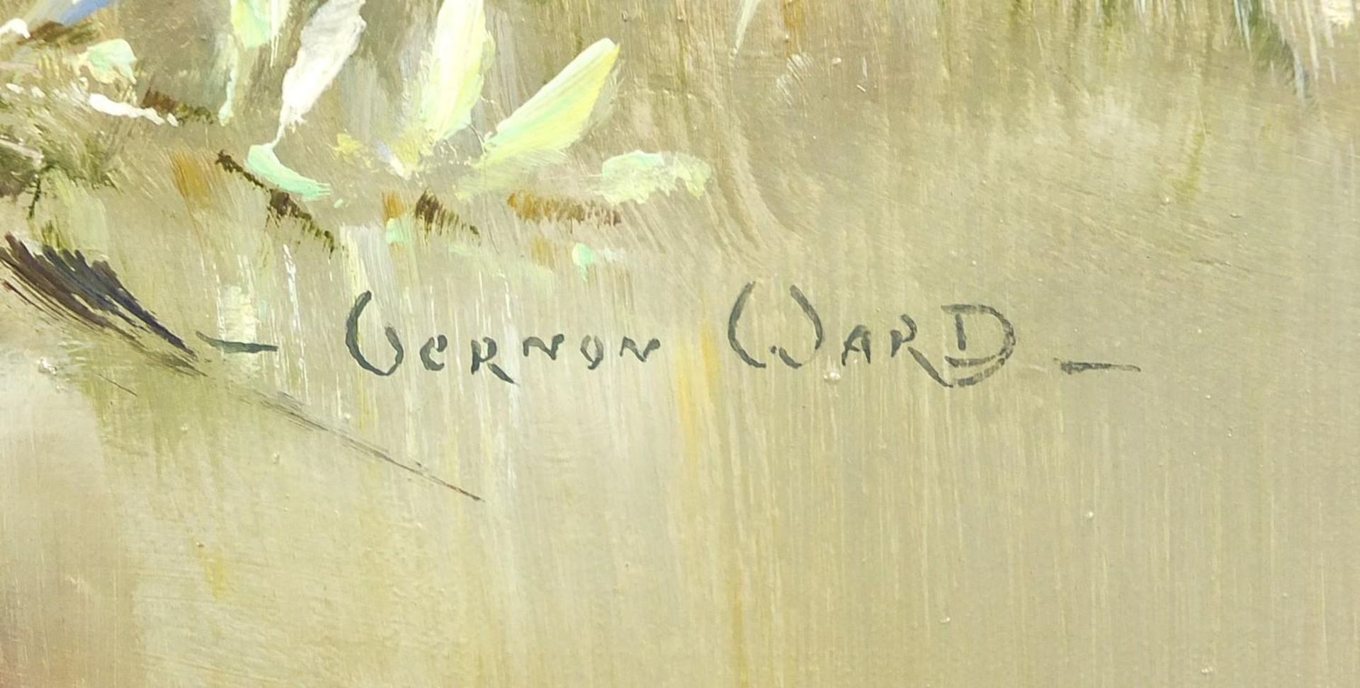 ** WITHDRAWN ** Vernon Ward - Still life flowers, oil on canvas, inscribed From the garden in June - Image 3 of 8