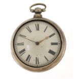 G Cornell, gentlemen's silver pair case pocket watch with fusée movement, London 1853, 55mm in
