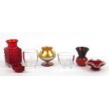 Art glassware including Orrefors, WMF Ikora and Murano, the largest 14.5cm high