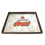 Rectangular draught Bass advertising wall mirror, 59cm x 51.5cm