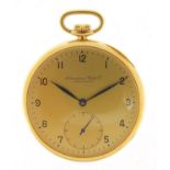 International Watch Co, gentlemen's 18ct gold open face pocket watch with subsidiary dial, the