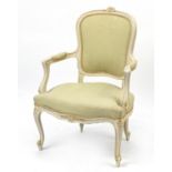 French style open elbow chair with cabriole legs, 92cm high