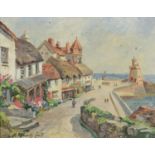 Harry Edmunds Crute - Mars Hill, Lynmouth, oil on board, framed, 28.5cm x 22cm excluding the frame