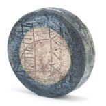 Marilyn Pascoe for Troika, St Ives Pottery wheel vase hand painted and incised with an abstract