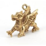 9ct gold Welsh dragon charm, 1.6cm in length, 3.0g