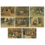 Cecil Aldin - Pictures of Pickwick, set of eight lithographic prints in colour, mounted, framed