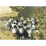 Sylvia Worthington - Black, white and gold, pencil signed print in colour, limited edition 19/20,