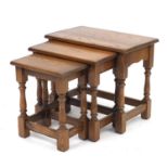 Jaycee, nest of three oak occasional tables, the largest 47cm H x 55cm W x 34.5cm D