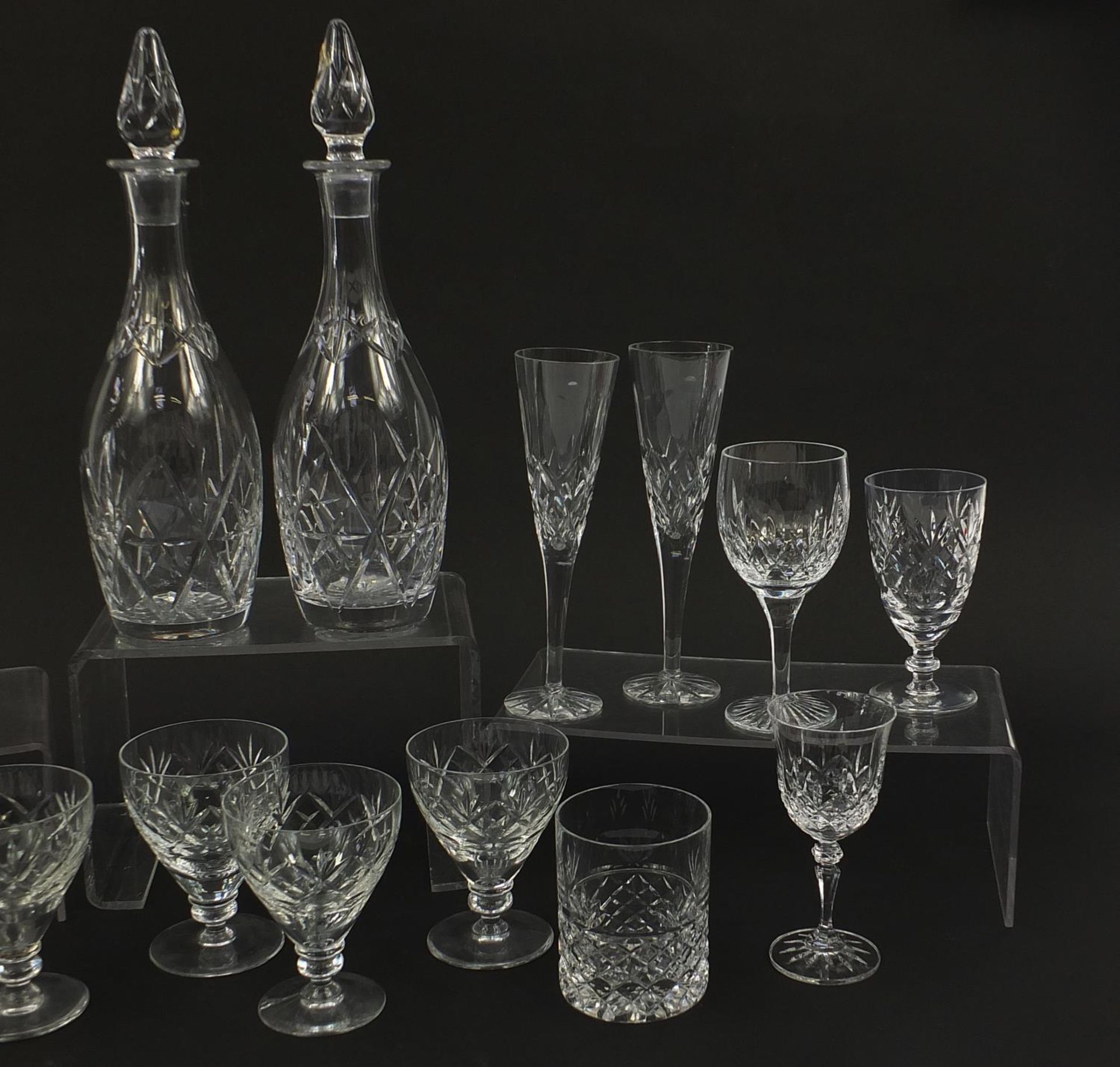 Cut glassware and crystal including a pair of decanters, Royal Doulton, Stuart, Caithness and - Image 6 of 8