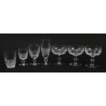 Waterford Crystal Colleen pattern glassware including three sundae dishes, the largest 15.5cm high