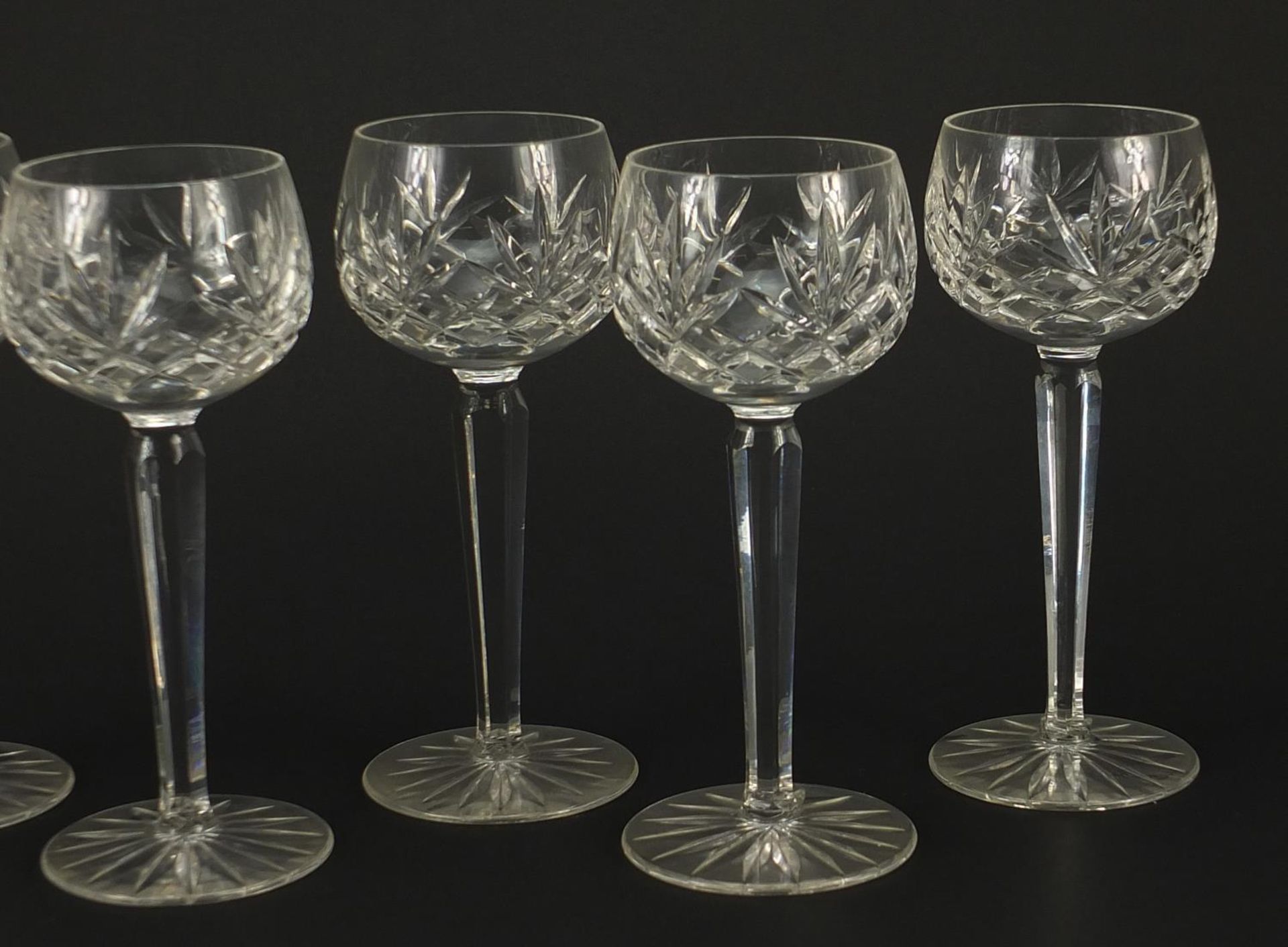 Set of six cut glass wine goblets, each 18.5cm high - Image 3 of 6