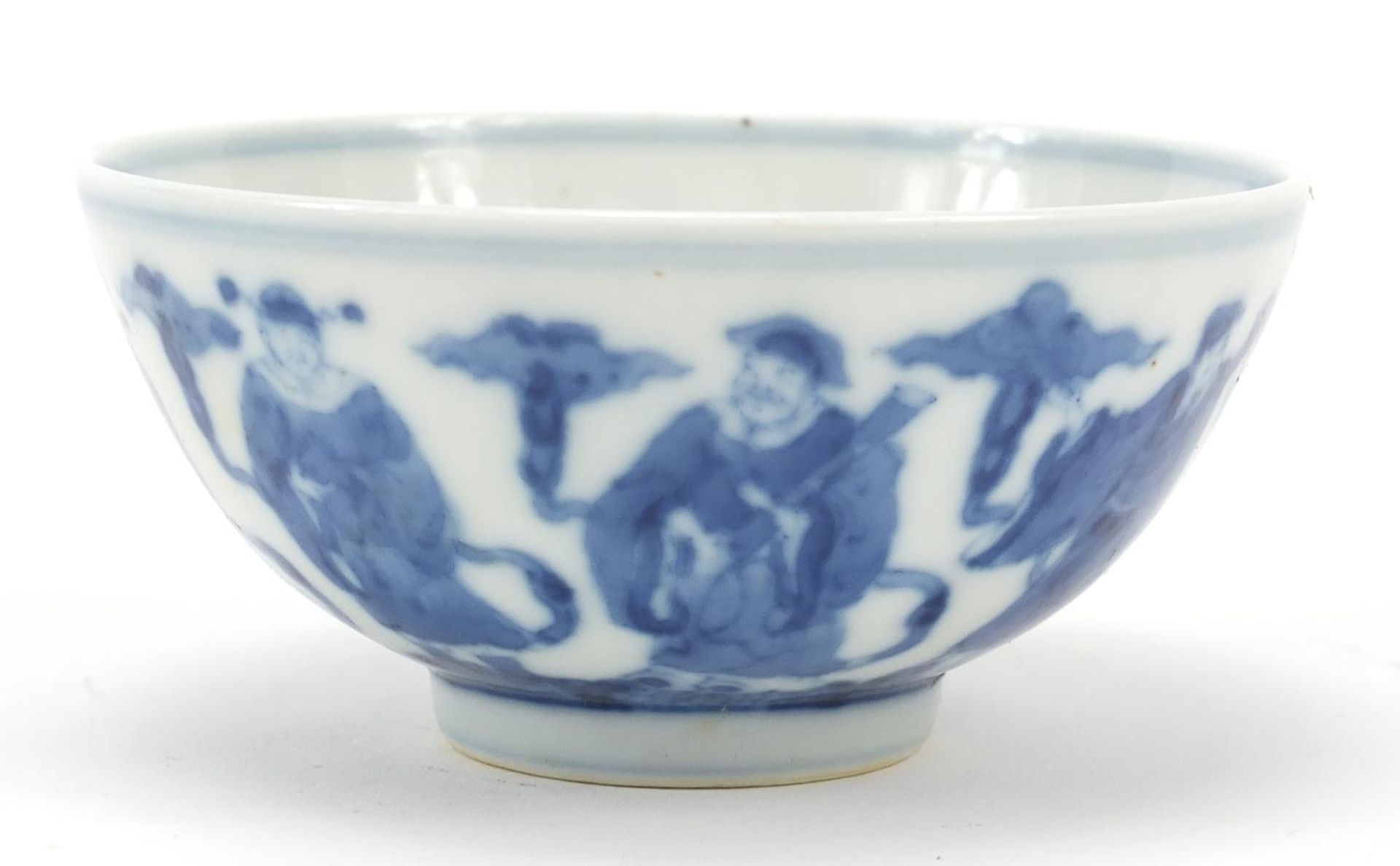 Chinese blue and white porcelain bowl hand painted with eight immortals, six figure character - Image 2 of 7