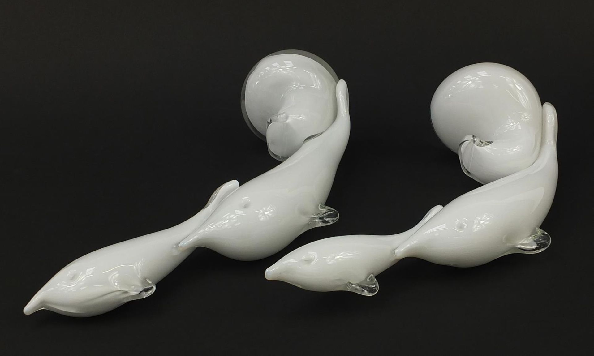 Pair of Murano style glass dolphin sculptures, the largest 33.5cm high - Image 3 of 5