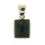 Emerald gemstone silver pendant, approximately 24.0 carat, 3cm high, 7.6g
