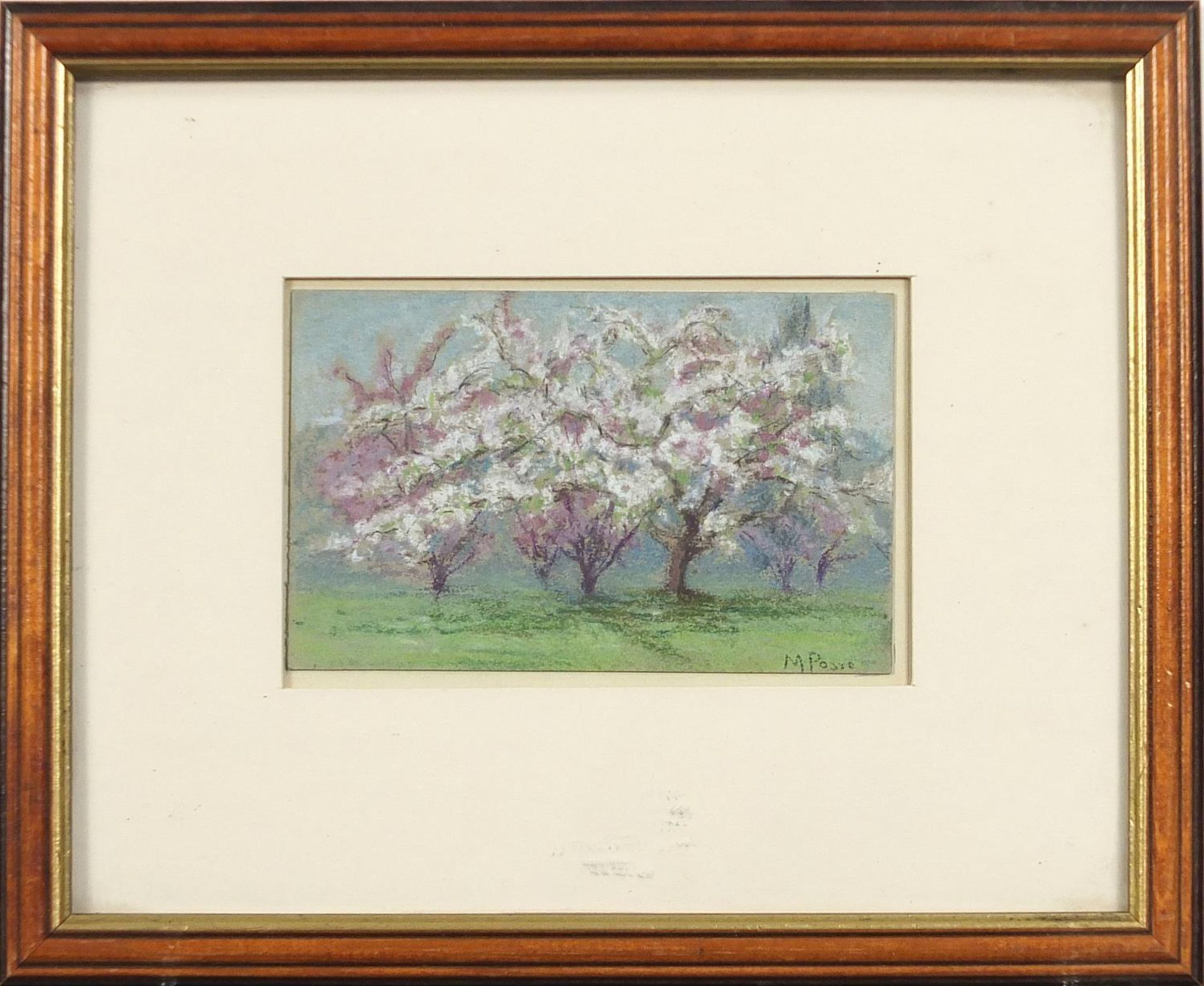 Kew Gardens and Japanese cherry blossom, pair of pastels, mounted, framed and glazed, each 14cm x - Image 3 of 10