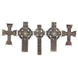Five silver Celtic cross pendants, the largest 4.8cm high, total 41.0g