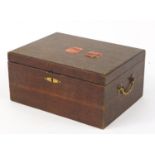 19th century oak writing box with wax seal inscribed RS, reputedly owned by Robert Southey, 18cm H x