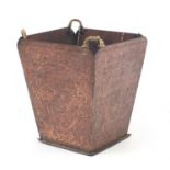 Arts & Crafts copper waist paper basket with Oriental faces, 30cm H x 27cm W x 27cm D