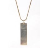 Silver ingot pendant on a silver necklace, the pendant 4.2cm high, total 22.6g