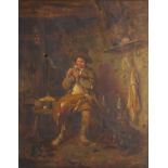 Irish tinker in an interior, 19th century oil on canvas, mounted and framed, 44.5cm x 34cm excluding