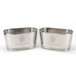 Pair of Champagne ice buckets with Napoleon Bonaparte mottos, each 18cm H x 34.5cm W x 20.5cm D