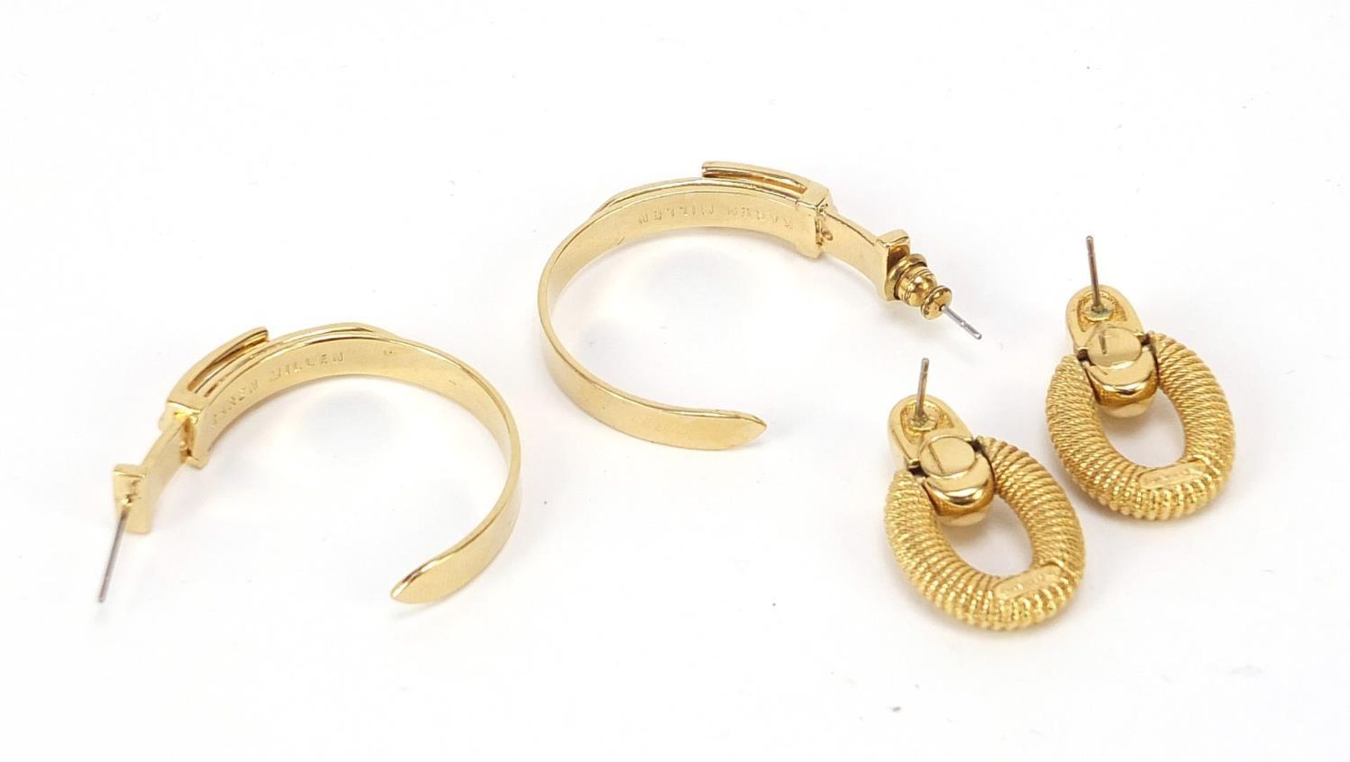 Two pairs of designer earrings by Burberrys and Karen Millen, 3.5cm and 2.5cm high - Image 4 of 6