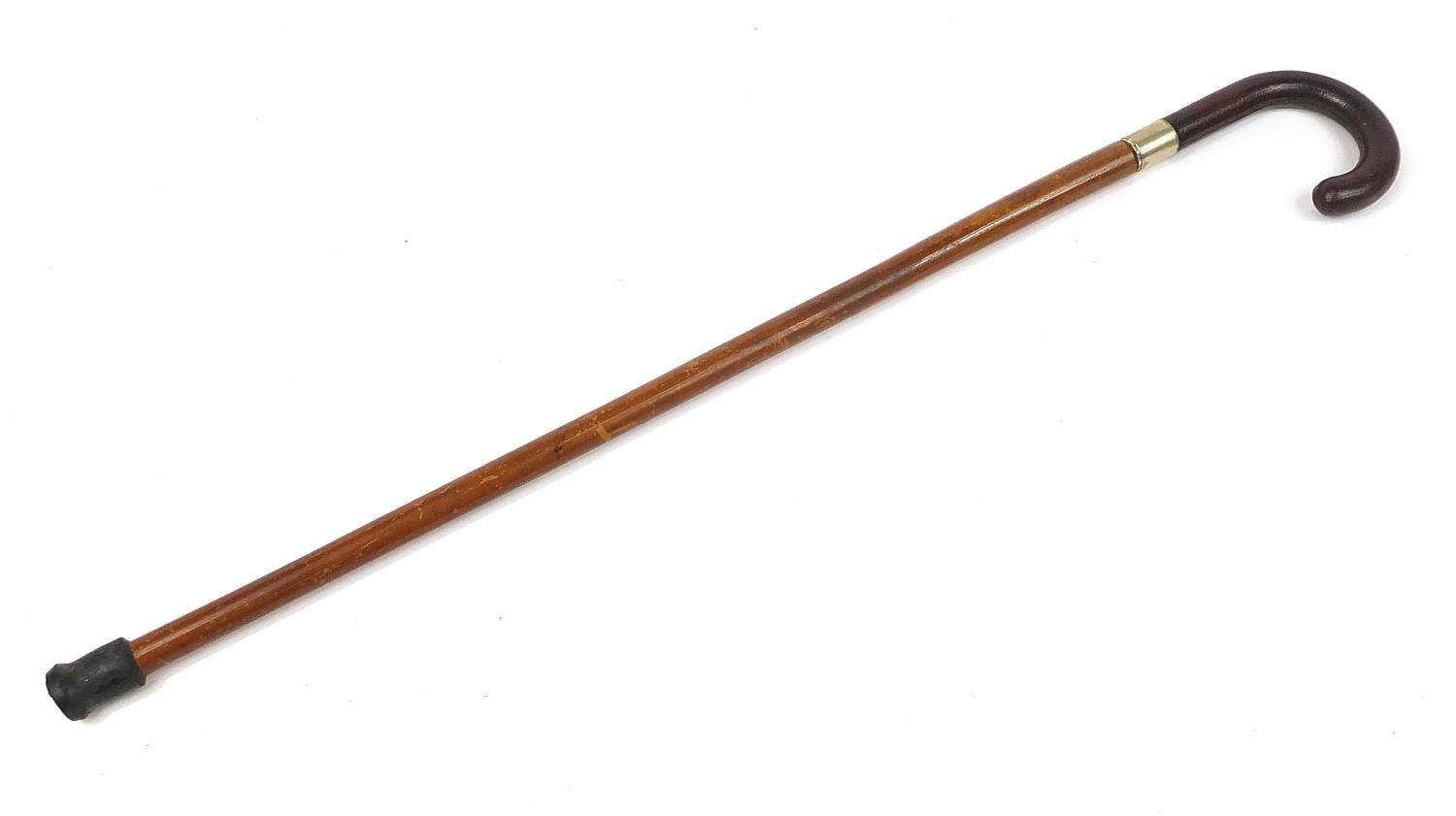 Malacca swordstick with leather handle and steel blade, 93cm in length - Image 5 of 5