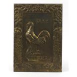 Take Courage embossed brass advertising sign, 55cm high x 39cm wide