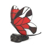 Tiffany design leaded glass butterfly table lamp, 18cm high