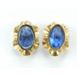 Pair of 9ct gold blue stone stud earrings, 8mm high, 0.6g